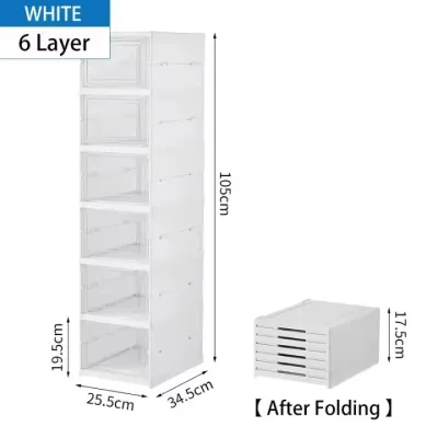 Big Size Shoe Box 6 Layers Folding Storage Shoe Rack Organizer Flip-Open Storage Box Drawer Foldable Shoe Cabine#XH001
