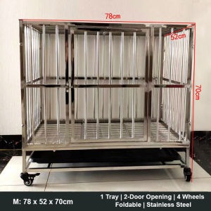 iDS M/L/XL/XXL Stainless Steel FOLDABLE Cage THICK with Lockable Wheels Full Welded Joints