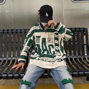 เสื้อสเวตเตอร์สวมหัวผู้ชายเสื้อกันหนาวสไตล์วินเทจคอปกแนวเรโทรสีฮิต