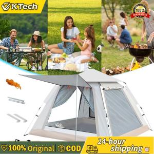 【Vktech】 Instant Pop Up Tent Double Layer Family Tent with Mesh Window Pop-Up Camping Tent Waterproof 4-6 People for Family Vacation Trip