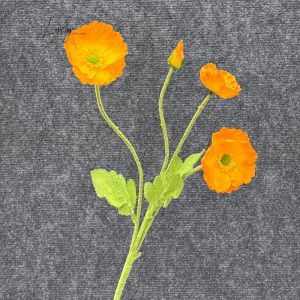 Hoa Anh Túc Nhỏ 3 Bông 1 Nụ thân lông (Hoa Poppy) Cắm Giỏ Bó Hoa Trang Trí Nhà Cửa. Hoa Lụa Decor