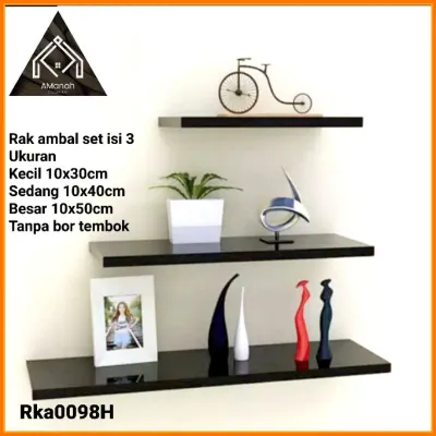 [COD] RAK PAJANG DINDING MINIMALIS - RAK AMBALAN - RAK KAYU DINDING AMBAL SET ISI 3