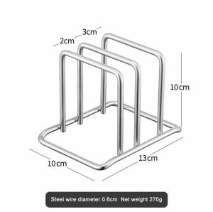 Japanese Style 304 Stainless Steel Cutting Board Rack Cutting Board Rack Kitchen Household Pot Cover Chopping Board Panel Thickened Double Compartment Storage Rack