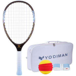 YODIMAN Original Genuine TYPTI Racket 100% Full Carbon 22in 260g – Ultra Light Power Professional Grade Complete Set with Bag Foam Ball & Overgrip Quiet Play for All Ages
