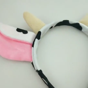 Cute Cartoon Cow Horn Headband Soft Fabric Elastic Designs for Kids Teens and Adults Anime Lover Cosplay Event Accessory