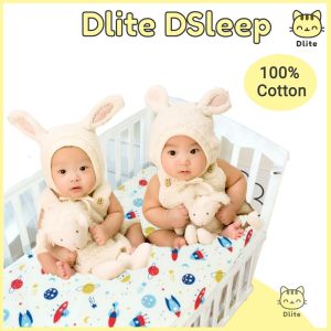 Dlite DSleep 100% Cotton Baby Bedsheet - Newborn Cot Sheet - Fitted Crib Sheet - Childcare Mattress Sheet - Cooling & Breathable - Certified Safe - Freebie Included