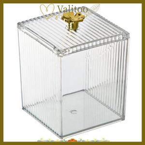 [Valitoo] Makeup Storage Organizer Bathroom Jar Cotton Swab Storage Square Container Cotton Puff Storage Box Cosmetic Cotton Box
