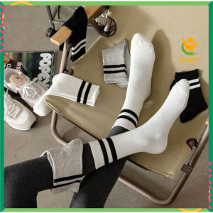 Tất Cotton Cổ Cao Màu Trắng Đen Phong Cách Hàn Quốc Thời Trang Thu Đông Cho Nữ TATNU05