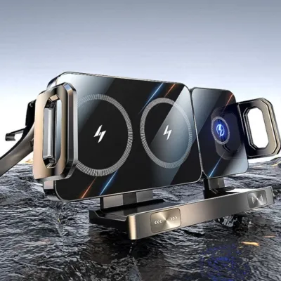 15W Wireless Car Charger Phone Holder | Auto Clamp | Foldable Phone Support | Fast Charging Air Vent Mount