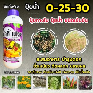 ปุ๋ย ปุ๋ยน้ำ 0-25-30 ลักกี้เฟรช ปุ๋ยทางใบ กดยอด สะสมอาหารก่อนออกดอก เพิ่มแป้งและน้ำตาล ผลดก บำรุงผล ขยายขนาดผล 1 ลิตร