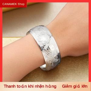 CS Bohemian phong cách dân tộc Retro Bạc rộng vòng đeo tay cho phụ nữ chạm khắc hoa mở vòng đeo tay thời trang Boho đồ trang sức cổ điển