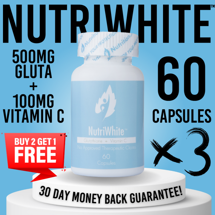 Nutrition.ph NutriWhite™ (60 Caps) (3 Pack) Whitening Glutathione + Vitamin  C Capsules