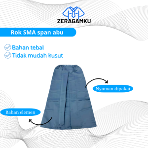 ZERAGAMKU Seragam Sekolah Rok SMA Abu Span Satu Panjang Bahan Elemen Licin