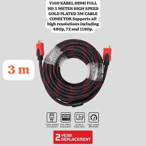 V169 KABEL HDMI FULL HD 3 METER HIGH SPEED GOLD PLATED 3M CABLE KABLE CABEL KONEKTOR KOMPUTER TV HOM