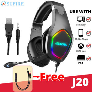 Gaming Headset With Mic Wired Over-Ear Earphone Extra Bass Noise Reduction Professional Design Colourful Light Lightweight 3.5mm/USB Audio Jack for PS4