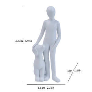 AU Human and Dog Statue Desktop Decoration Home Office Abstract OrnamentLover Gift Souvenir