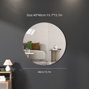 50CM Mirror Wall Self-adhesive Round Acrylic Bathroom Mirror Sticker Home HD Mirror with Sticker