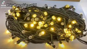 ✨ Dây đèn LED trang trí lục giác lớn nháy chớp 50m hình kim cương lấp lánh rất đẹp