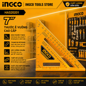 Thước Ê Ke INGCO HAS20201 18cm Nhựa ABS Vạch Chia Rõ Đánh Dấu Dễ Dàng