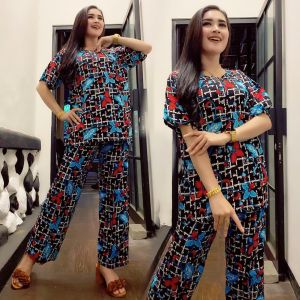 PROMO Baju tidur wanita model piyama babydoll setelan celana panjang kain rayon warna putih homedres untuk ibu menyusui