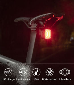 Lampu Belakang Sepeda Rockbros Q4 Bicycle Cycling Rear Tail Smart Light Sesor MTB Roadbike Waterproof