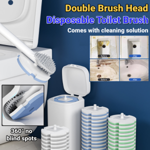 Disposable Toilet Brush Long Handle 360° Revolving Cleaning Brush With Replaceable Brush Head Anti-Bacterial Contactless Wall Mounted