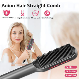 New Touch Sceen PTC heating Hair Straightener Brush Hair Electric Hair Comb Brush Ceramic Straight Curler styling tool