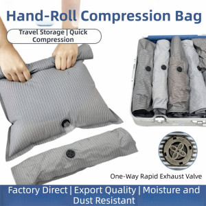 MISSUP Dustproof Hand Roll Vacuum Bags Portable Reusable Luggage Vacuum Storage Bag Space Saver Vacuum Compression Bag for Travel