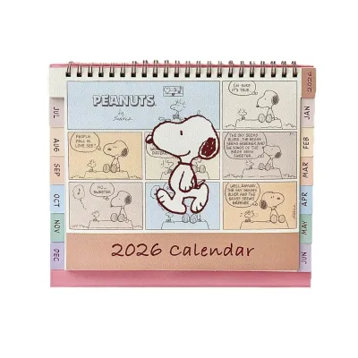 CHANG Coil Binding 2026 Snoopy Desk Calendar Flip Schedule One Month to View Monthly Calendar Practical With Memo Notes Monthly Daily Planner Home