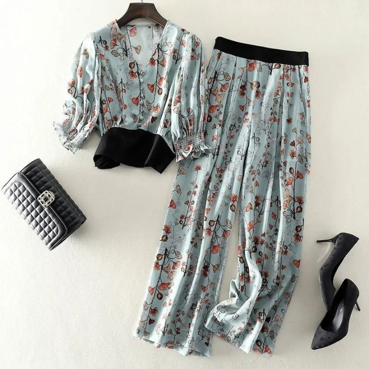 women elegant Two-piece set summer korean loose blouse topa
