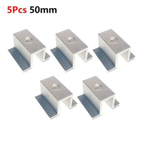 MIRELINA 5Pcs Aluminum Alloy Solar Middle Clamp 25-50mm Silver PV Middle Clamp 3mm Thickness Module Fixed Clip for Standard PV Module Racking