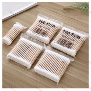 🌟[100Pcs± ]🌟 Bamboo Cotton Buds Cotton Swabs Medical Ear Cleaning Wood Sticks