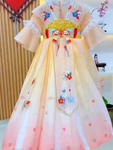 Ding Dong CAT ชุดฮั่นฟู่ชุดเดรสเด็กผู้หญิงชุดฮั่นฟู่ชุดเด็กฤดูร้อนชุดจีนชุดโบราณสาวกระโปรงสไตล์จีน