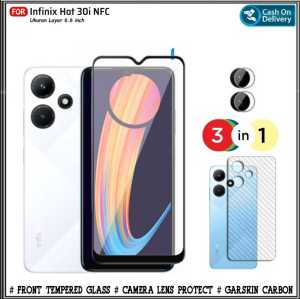 Paket 3IN1 Full Tempered Glass Infinix Hot 11 / 11s / 30I NFC Free Camera Plus Graskin