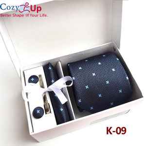 Ấm Cúng Lên Người Đàn Ông Sang Trọng Kinh Doanh Thuốc Nhuộm Tie 6 Cái/bộ Hộp Quà Tặng Jacquard Tie Và Túi Clip Square Khuy Măng Sét Khăn Tay Màu Xanh Cà Vạt Cho Nam Giới Bộ Quà Tặng