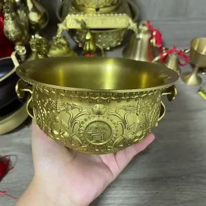 Brass Treasure Bowl Home Fengshui Wealth Ornament Ruyi Treasure Basin Indoor Decoration