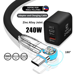 ZHIKE Charger for Android Type C Micro USB iOS Connector Smartphone Super Fast Charging with 280W GaN Dual Port Adapter 240W 120W 1.5M 180° Rotation Cable Compatible with Xiaomi OPPO VIVO Samsung Manila Express Delivery