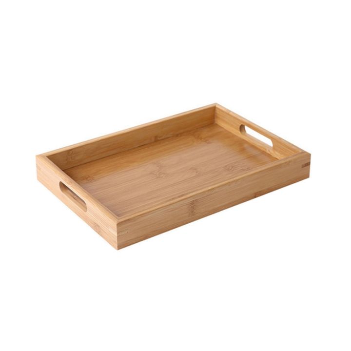 Bamboo Serving Tray With Handles Food Wood Table Trays Large Rectangular Tea Plate Wooden Hotel
