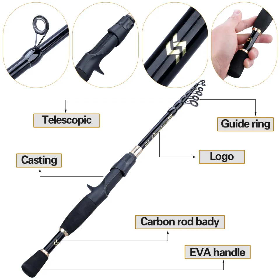 Fishing Rod 1.8-2.4 M Telescopic Fishing Rod Ultralight Weight Spinning Casting Fishing Rod Carbon Fiber Material Fishing Tackle