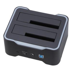External Hard Disk Enclosure Double Bay USB3.0 Supports 3.5 and 2.5inch Drives Support Offline Cloning
