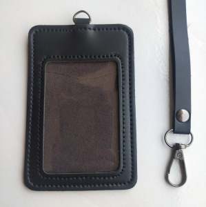 Name Tag Id Card Kulit Holder Lanyard Muat 2 Slot Kartu Termurah Berkualitas NTS035