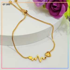Gelang titanium stainless/steel dewasa serut boba perhiasan wanita murah lapis emas gold GT 205