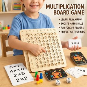 Multiplication Table Board Math Learning Toy Wooden Montessori Inspired Number Puzzle Homeschool Classroom Practice