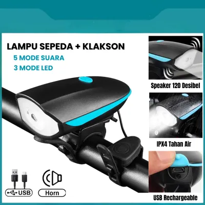 Lampu Sepeda Gowes Paket 2in1 LED Light Depan dan Belakang Kelap Kelip Di Cas Gunung MTB Roadbike