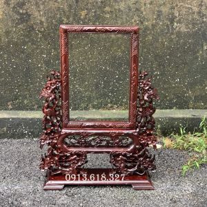 Khung ảnh bàn thờ gia tiên mai hóa gỗ hương cỡ ảnh 21x31