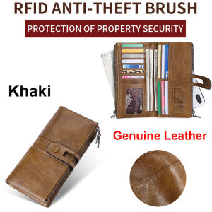 RFID Protected Long Ladies Credit Card Holder Wallet Genuine Leather Designer Bifold Closure Large Capacity Clutch Multi Card From Organizer Ladies Clutch Girls RFID Blocking Man