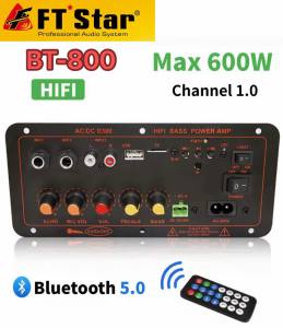 FT STAR HI-FI Bass Power  Amplifier Board Square Dance 100-1200W Speaker Amplifier Support Bluetooth AUX U-Disk Recording 5-15Inch Speaker Home Theater DIY(BT-800/AV-D10/FT-8F/FT-880)