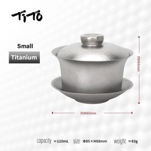 TiTo Titanium Gaiwan Tea Maker Portable Double Walled Anti-scalding Tea Utensils Teapot Small Teacup with Cover Portable Tureen