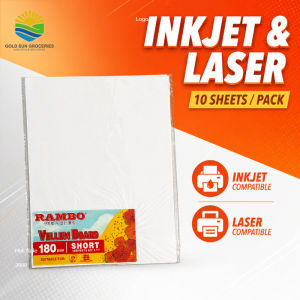 RAMBO White Vellum Board 180 GSM Short Size 10pcs Thick Printable Paper for DIY Arts Crafts Wedding Invitations Diplomas Calling Card Menu Heavyweight Card Stock Printer Friendly School & Office Stationery Fast Shipping