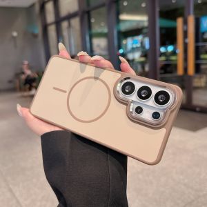 Creativity For Magsafe Frosted Magnetic Phone Case For Samsung S26 S25 A57 A17 A26 A36 A16 Plus Ultra Metal Button Bumper Cover